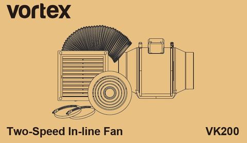 200MM TWO SPEED Inline Fan Kit incl. ducting and grilles VORTEX