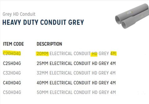 SOLAR 20MM Conduit HD Grey 4meter