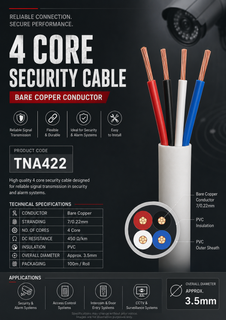4 Core 0.2mm Bare Copper Alarm Cable 100meter/roll