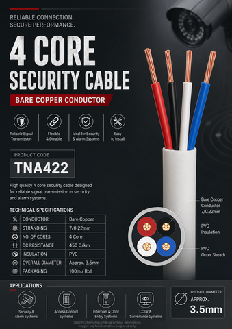 4 Core 0.2mm Bare Copper Alarm Cable 100meter/roll