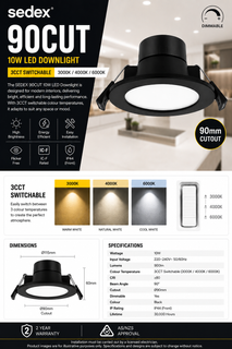 SEDEX 90cut BLACK 10W LED Downlight 3CCT