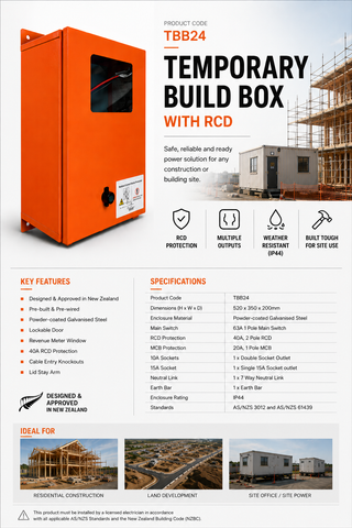 Temporary Build Box 520x350mm with RCD