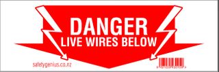Danger Live Cables Below – Double Sided PVC 65 x 200