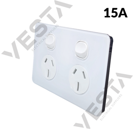 ACG Series 15A Double Socket Hori - Acrylic Cover