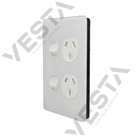 ACG Series 10A Double Socket Vertical -Acrylic Cover