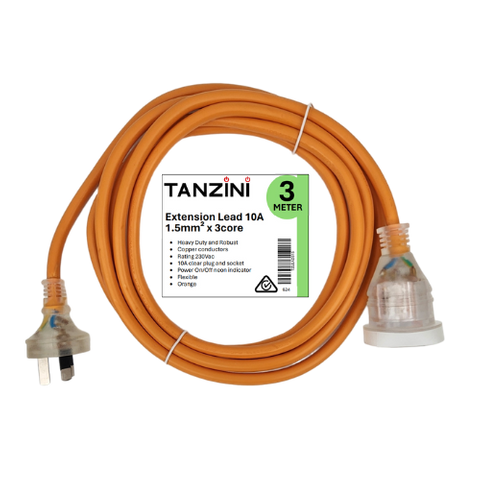 TANZINI 3 Meter 3x1.5mm Extension LeadOrange