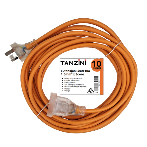 TANZINI 10 Meter 3x1.5mm Extension LeadOrange