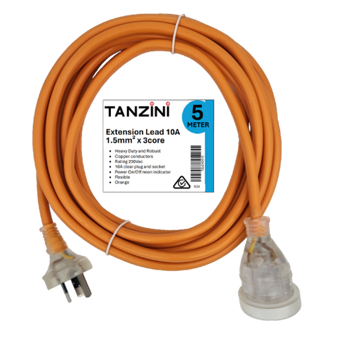 TANZINI 5 Meter 3x1.5mm Extension LeadOrange