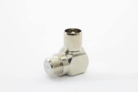 Adaptor &lsquo;F&rsquo; Female to IEC Male Right Angle
