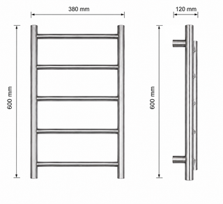 5 BAR Round Heated Towel Rail 40Watt IP34 Silver