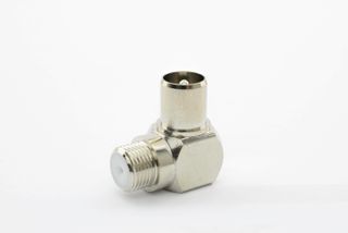 Adaptor &lsquo;F&rsquo; Female to IEC Male Right Angle