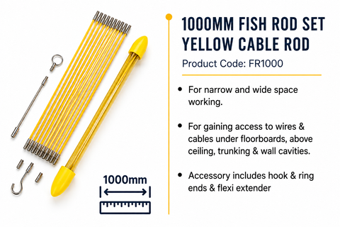 1000mm Yellow Cable Rod Set