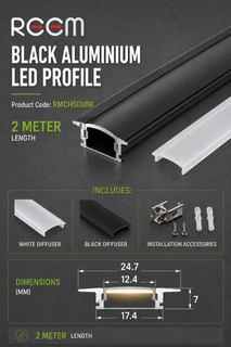 BLACK Aluminum profile  2meter 24.7*7mm
