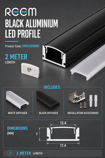 BLACK Aluminum profile  2meter 17.4*7mm