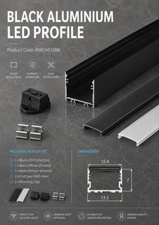 BLACK Aluminum profile  2meter 13.2*7mm