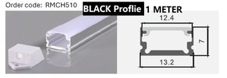 BLACK 1 Meter Aluminum profile 13.2*7mm