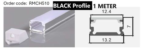 BLACK 1 Meter Aluminum profile 13.2*7mm