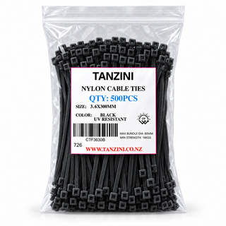 TANZINI CABLE TIES 500PCS /BAG 3.6X300MM BLACK