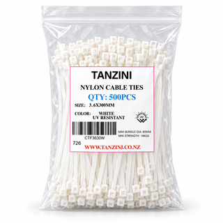 TANZINI CABLE TIES 500PCS /BAG 3.6X300MM WHITE
