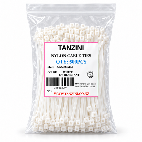 TANZINI CABLE TIES 500PCS /BAG 3.6X300MM WHITE