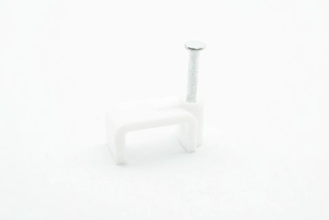 White FLAT Clip With Nail 12mm - 100pcs