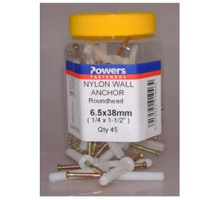 Rawl Nylon Anchor 6.5x38mm Rnd Head 45jar