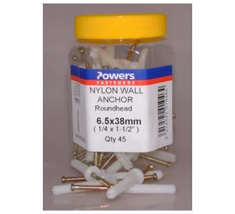 Rawl Nylon Anchor 6.5x38mm Rnd Head 45jar