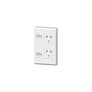 PDL DOUBLE VERTICAL SWITCHED SOCKET OUTLET  - 10A, WITE