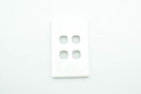 HEM 4 GANG PLATE WITH FRAME - WHITE