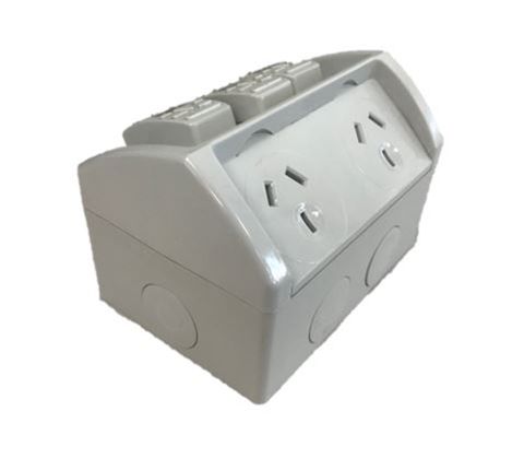 Waterproof double socket 10A IP53 with extra switch