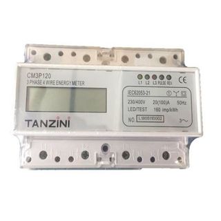 Three phase dinrail electronic Watt-hourmeter 3 x 100A