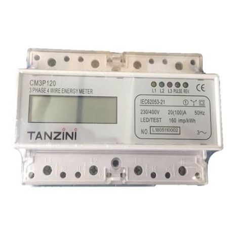 Three phase dinrail electronic Watt-hourmeter 3 x 100A