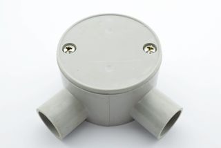 ANGLED 2 WAY CIRCULAR JUNCTION BOX 20MMGREY