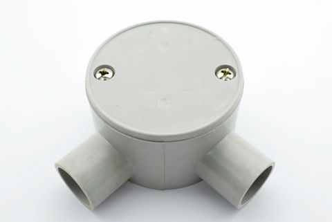 ANGLED 2 WAY CIRCULAR JUNCTION BOX 20MMGREY