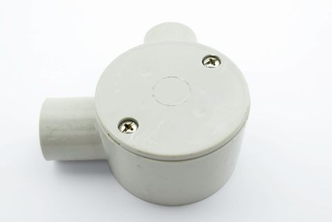 ANGLED 2 WAY CIRCULAR JUNCTION BOX 25MMGREY