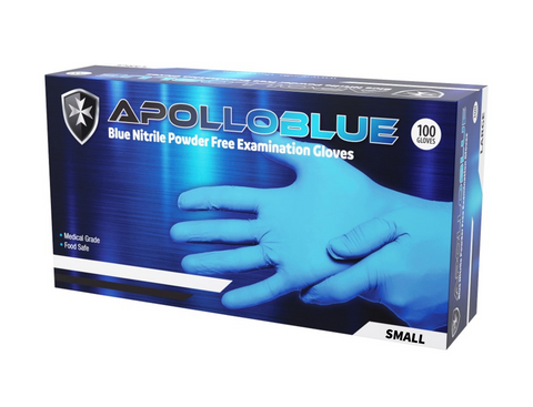 GLOVES NITRILE BLUE POWDER FREE SMALL APOLLO