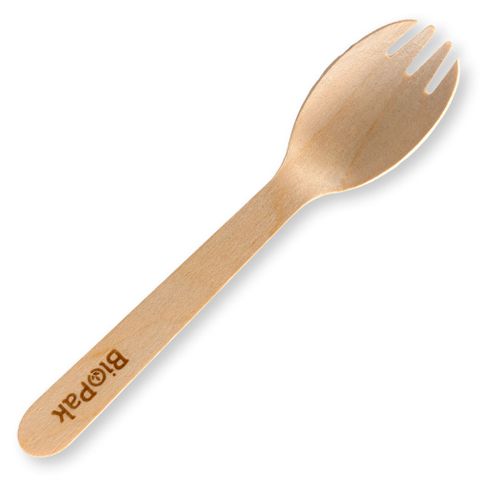 BIOCUTLERY SPORK WOODEN CTN 1000 BIOPAK