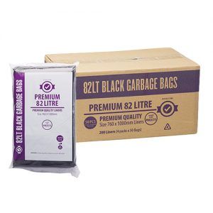 BIN LINERS PREMIUM 82 LTR BLACK 200 BAGS