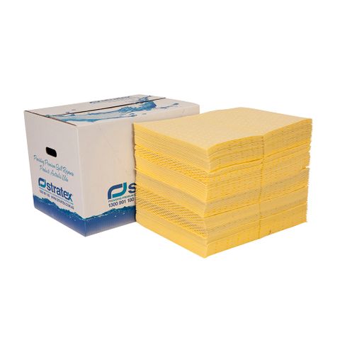 CHEMICAL SPILL STANDARD ABSORBENT PADS -  YELLOW - CARTON OF 200