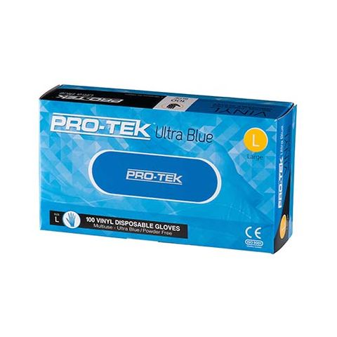 GLOVES VINYL BLUE POWDER FREE LARGE PRO-TEK