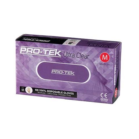 GLOVES VINYL CLEAR POWDER FREE MEDIUM PRO-TEK