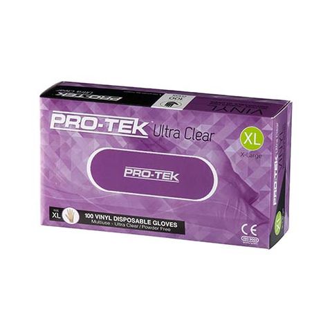 GLOVES VINYL CLEAR POWDER FREE XL PRO-TEK