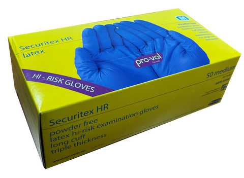 GLOVES LATEX BLUE HI-RISK MEDIUM PRO-VAL