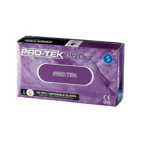 GLOVES VINYL CLEAR POWDER FREE SMALL PRO-TEK