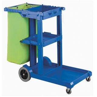 JANITOR CART BLUE AND BAG RAPID