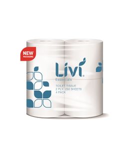 TOILET PAPER - LIVI ESSENTIALS 2 PLY 250 SHEETS × 48 ROLLS