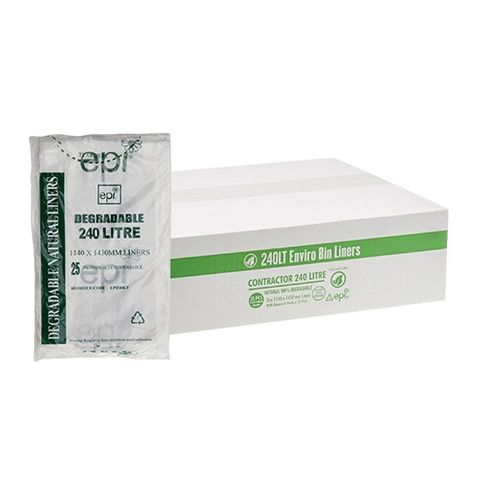 BIN LINERS DEGRADABLE 240 LTR CLEAR 100 BAGS