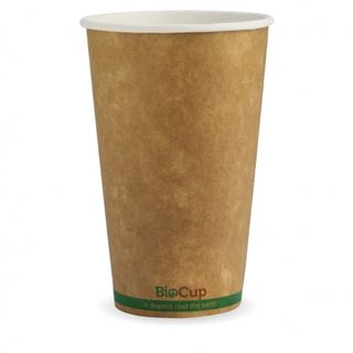 BIOCUP SINGLE WALL GREEN STRIPE - 510ML/16OZ (90MM) - BIOPAK