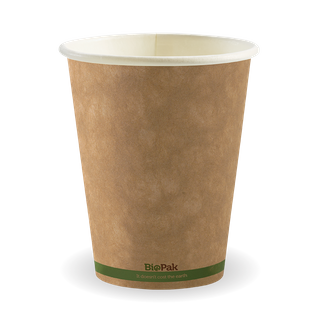 BIOCUP SINGLE WALL GREEN STRIPE - 390ML/12OZ (90MM - BIOPAK