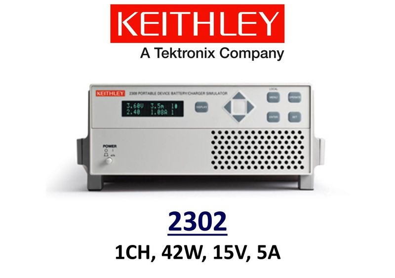 Keithley 2302 portable Device Battery Charger/Simulator,  1 channel, 42W, 15V, 5A